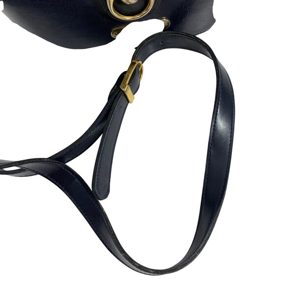 POLO Ralph Lauren Navy Blue Bucket Crossbody Bag Horse Medallian Logo Vintage - Picture 8 of 11